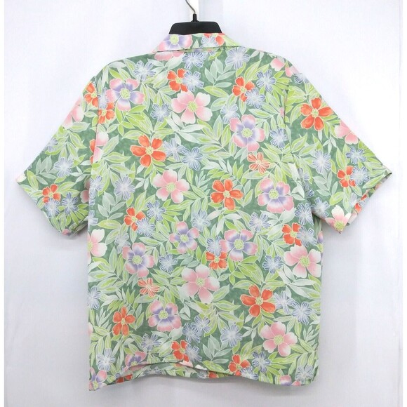 ALIA Shirt Womens Size 14 Green Floral Short Sleeve Collared Button Up Top - Picture 3 of 6